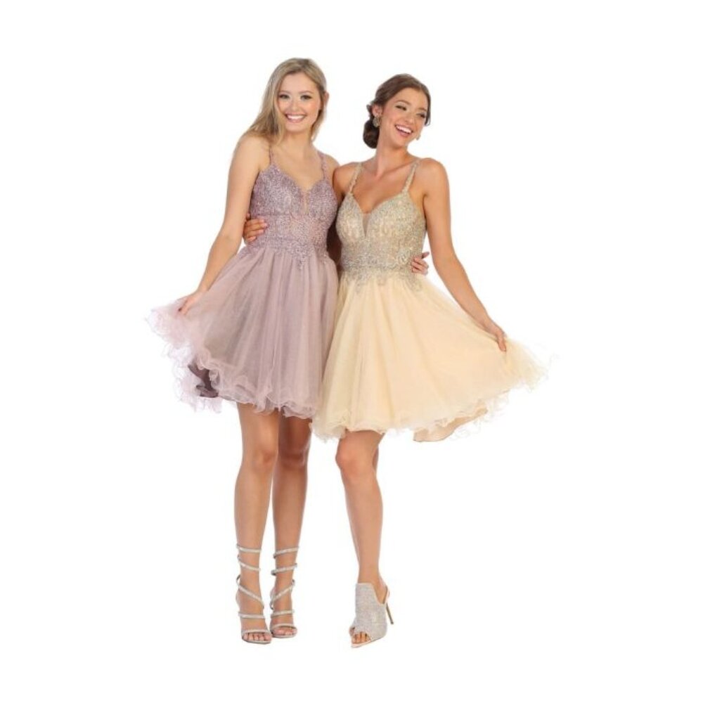 Mauve Quinceañera Dama Dress Style By May Queen MQ1693